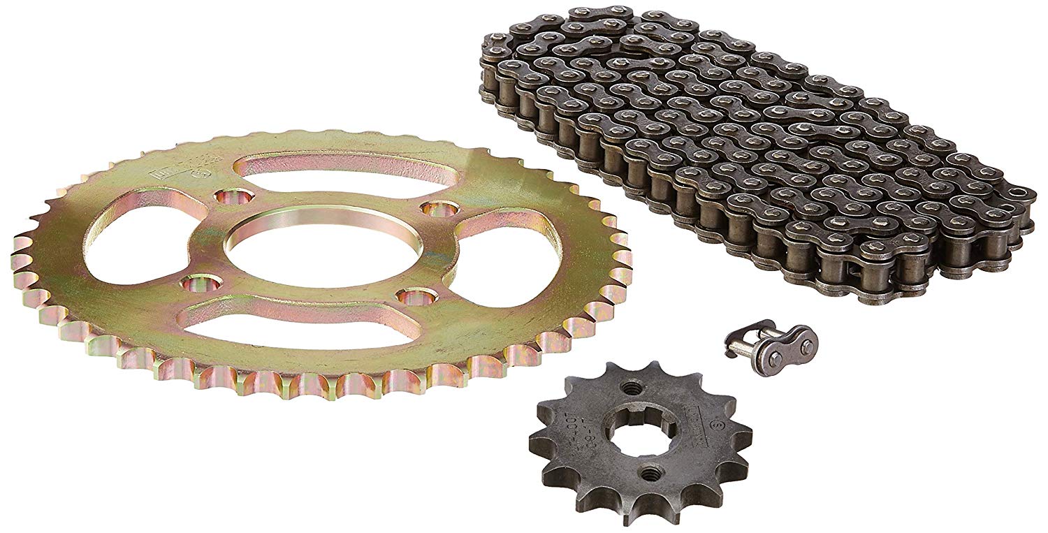 Uno Minda CH-1001 Quadra Rivet Chain & Alloy Steel Hardened Sprockets Chain & Sprocket Kit - R428H SIZE-122L / 14T / 42T(4H) For Bajaj Boxer BM 150 